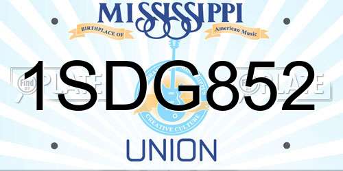 1SDG852 Mississippi License Plate