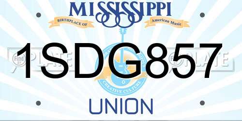 1SDG857 Mississippi License Plate