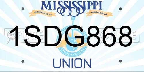 1SDG868 Mississippi License Plate