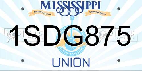 1SDG875 Mississippi License Plate