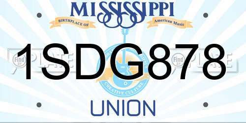 1SDG878 Mississippi License Plate