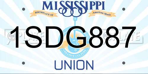 1SDG887 Mississippi License Plate