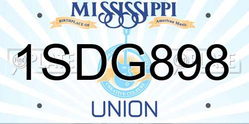 1SDG898 Mississippi License Plate