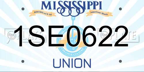 1SE0622 Mississippi License Plate