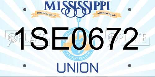 1SE0672 Mississippi License Plate
