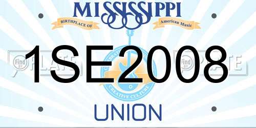 1SE2008 Mississippi License Plate