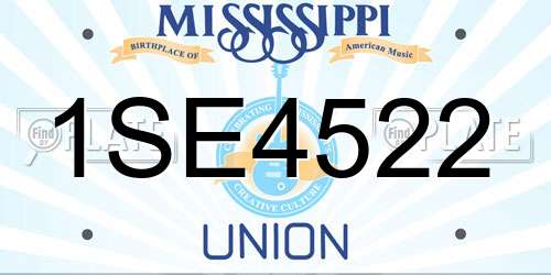 1SE4522 Mississippi License Plate