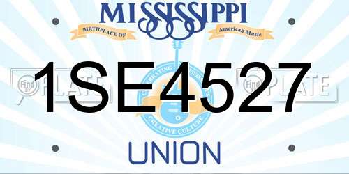 1SE4527 Mississippi License Plate