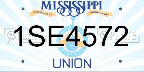 1SE4572 Mississippi License Plate