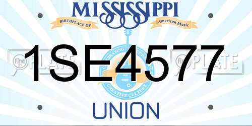 1SE4577 Mississippi License Plate