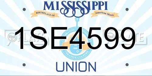 1SE4599 Mississippi License Plate