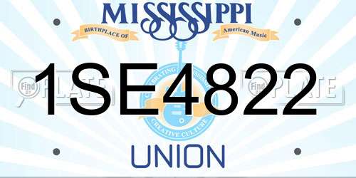 1SE4822 Mississippi License Plate