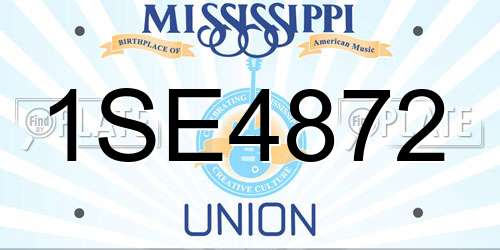 1SE4872 Mississippi License Plate