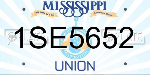 1SE5652 Mississippi License Plate