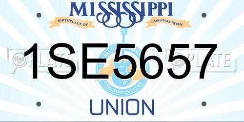 1SE5657 Mississippi License Plate