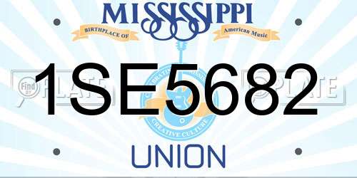 1SE5682 Mississippi License Plate