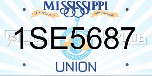 1SE5687 Mississippi License Plate
