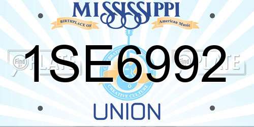 1SE6992 Mississippi License Plate
