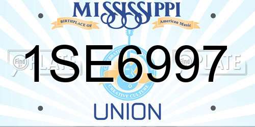 1SE6997 Mississippi License Plate