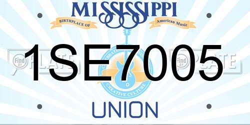 1SE7005 Mississippi License Plate