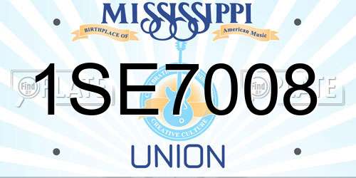 1SE7008 Mississippi License Plate