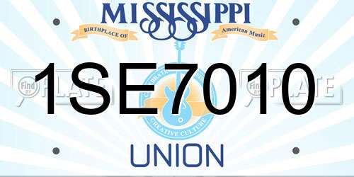 1SE7010 Mississippi License Plate