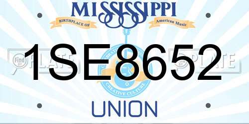 1SE8652 Mississippi License Plate