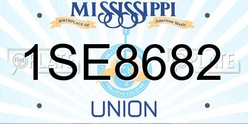 1SE8682 Mississippi License Plate