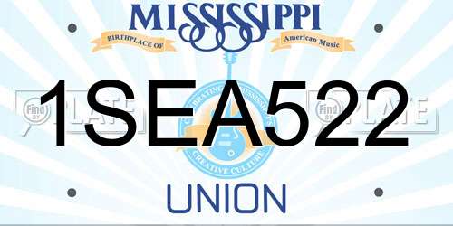 1SEA522 Mississippi License Plate