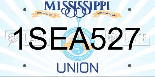1SEA527 Mississippi License Plate