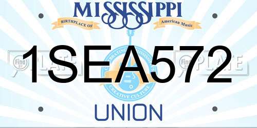 1SEA572 Mississippi License Plate