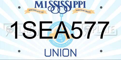 1SEA577 Mississippi License Plate