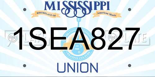 1SEA827 Mississippi License Plate