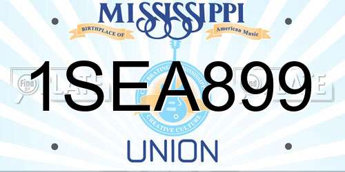 1SEA899 Mississippi License Plate
