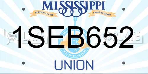 1SEB652 Mississippi License Plate