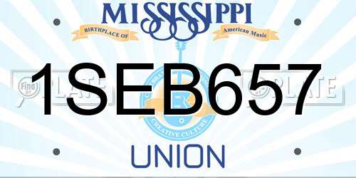 1SEB657 Mississippi License Plate
