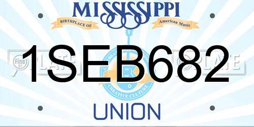 1SEB682 Mississippi License Plate