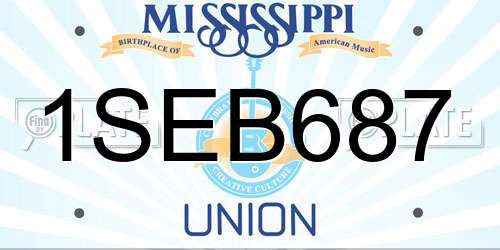 1SEB687 Mississippi License Plate