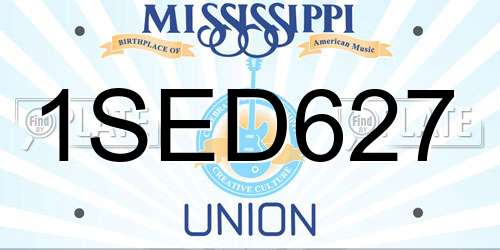 1SED627 Mississippi License Plate