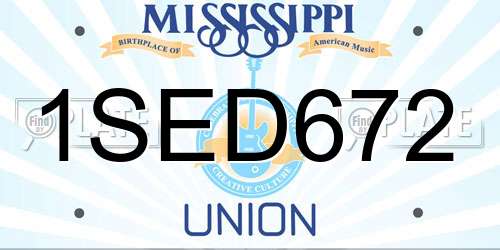 1SED672 Mississippi License Plate