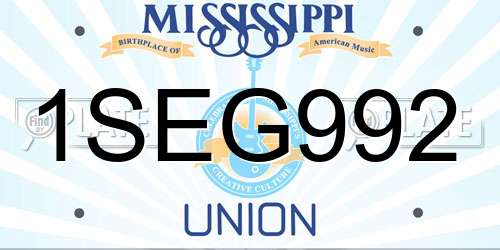 1SEG992 Mississippi License Plate