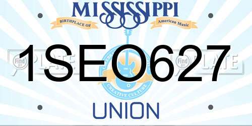 1SEO627 Mississippi License Plate
