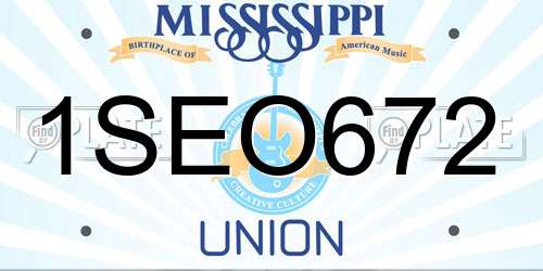1SEO672 Mississippi License Plate