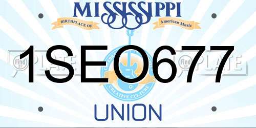 1SEO677 Mississippi License Plate