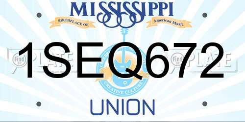 1SEQ672 Mississippi License Plate