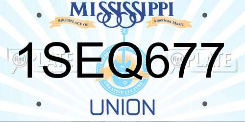 1SEQ677 Mississippi License Plate