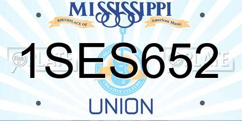 1SES652 Mississippi License Plate