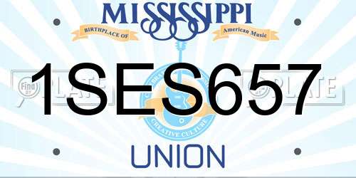 1SES657 Mississippi License Plate