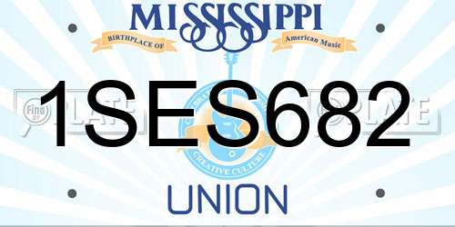 1SES682 Mississippi License Plate