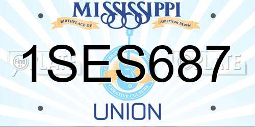 1SES687 Mississippi License Plate